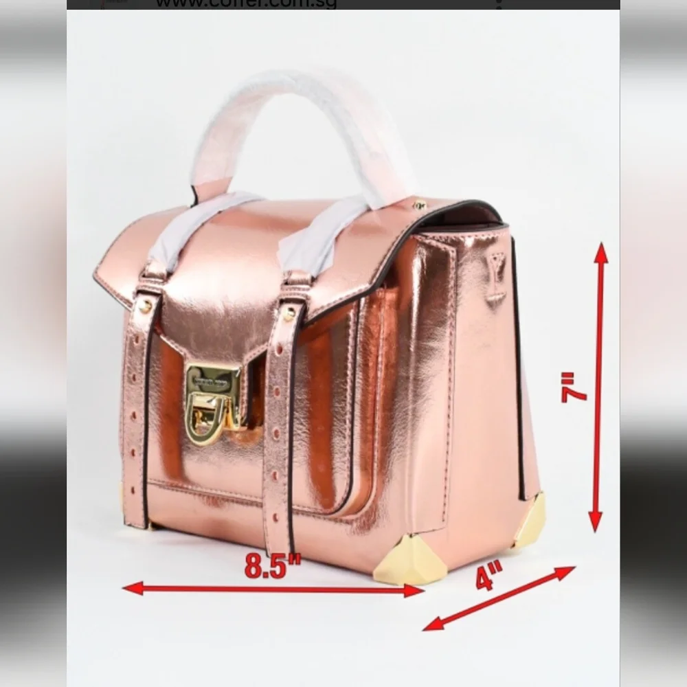 Michael Kors Manhatten Metallic Rose Gold Handbag NWT